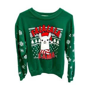 Wound Up Ugly Christmas Sweater Llama Green White Red Size XS
